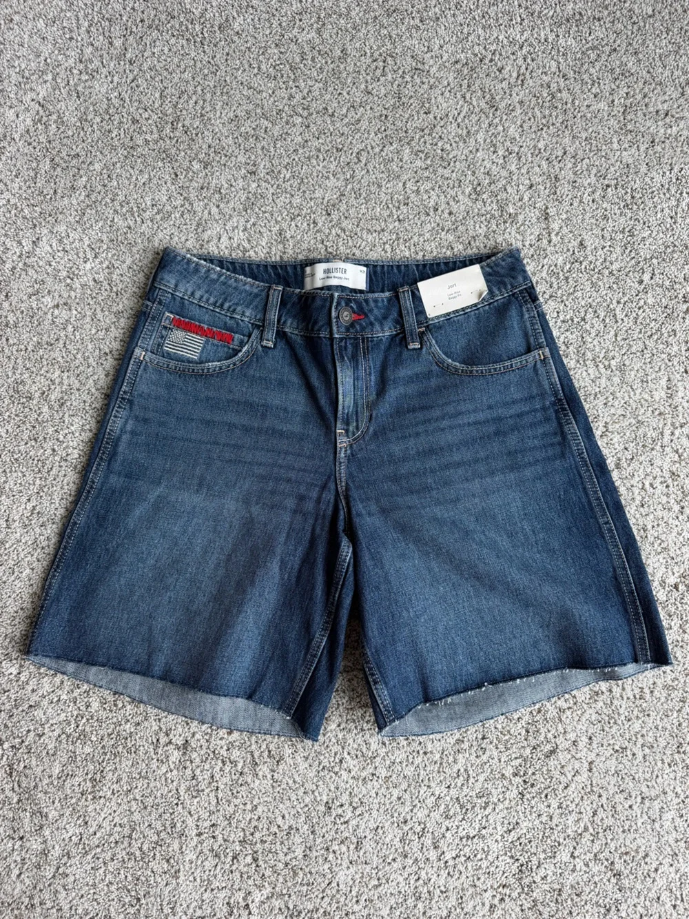 Hollister Low Rise Baggy Jorts W29 8 American Flag Denim Bermuda Shorts NWT